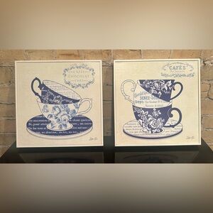 Vintage Blue and Cream Tea Cup Wall Art